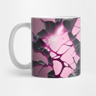 Glass crack pattern, with pattern, detailed, black, pink Mug